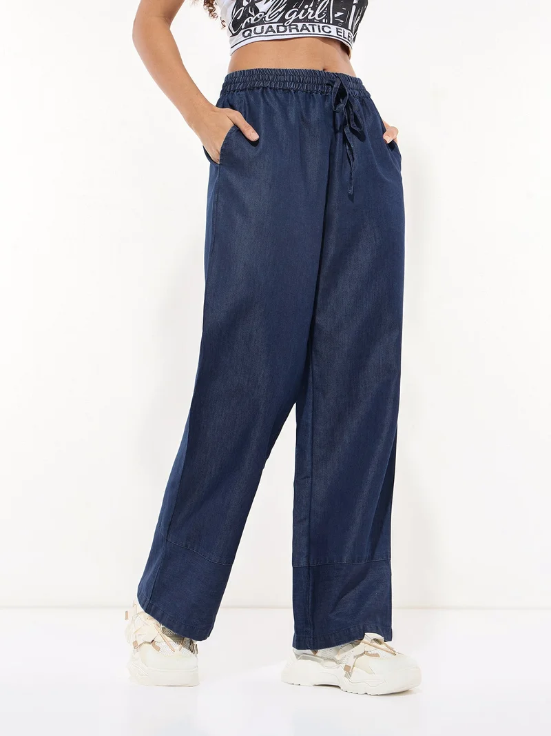 Outzidr  Blue Denim Trousers for Women | Best Price UAE